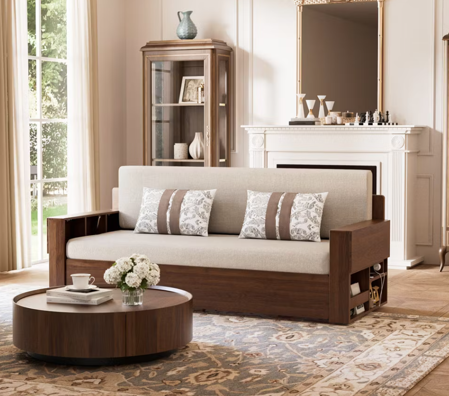 Off White lift-up storage sofa bed