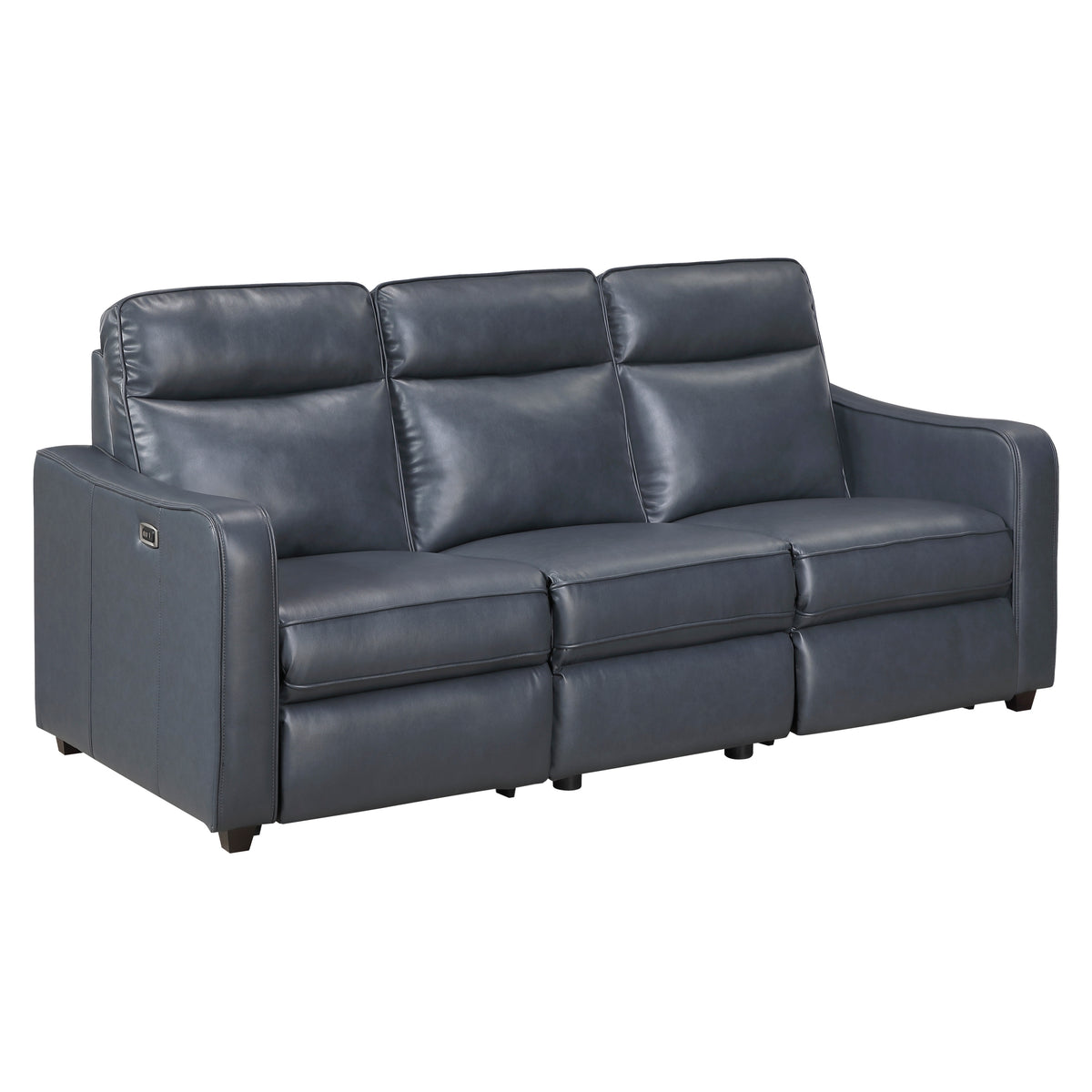 Haddon Navy Faux Leather Power Reclining Sofa