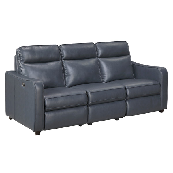 Haddon Navy Faux Leather Power Reclining Sofa