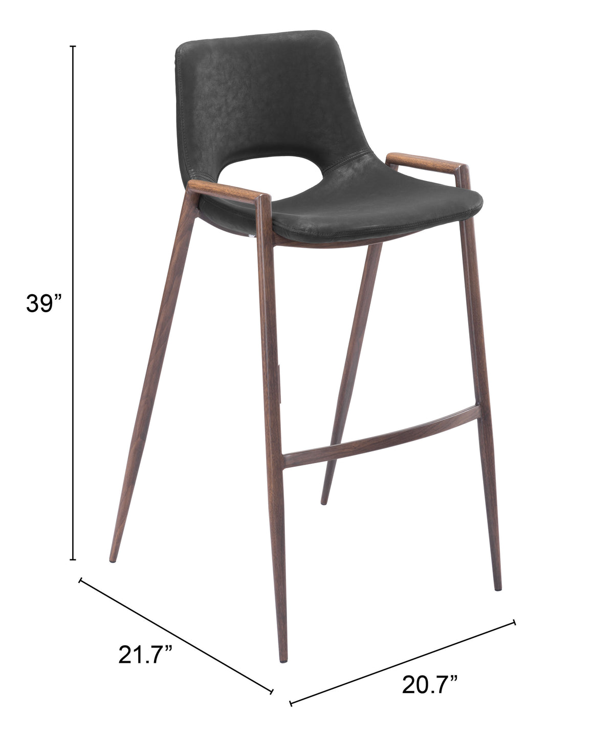 Desi Barstool (Set of 2) in Black & Walnut