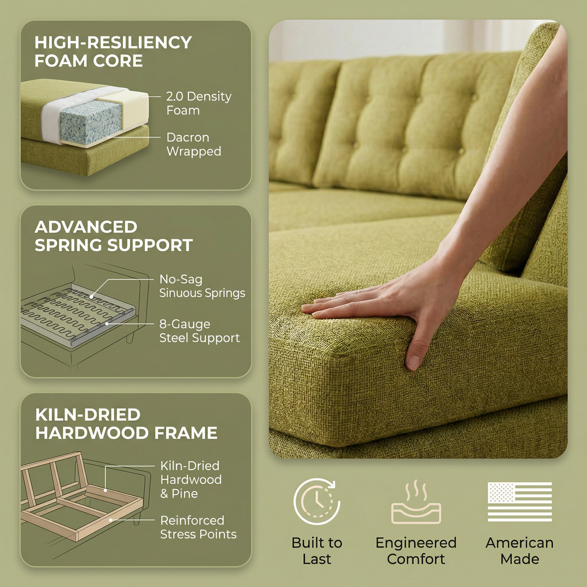 Talmadge Sectional Sofa – 120" L-Shaped, Made in USA - Notion Appletini - Fabric (13)