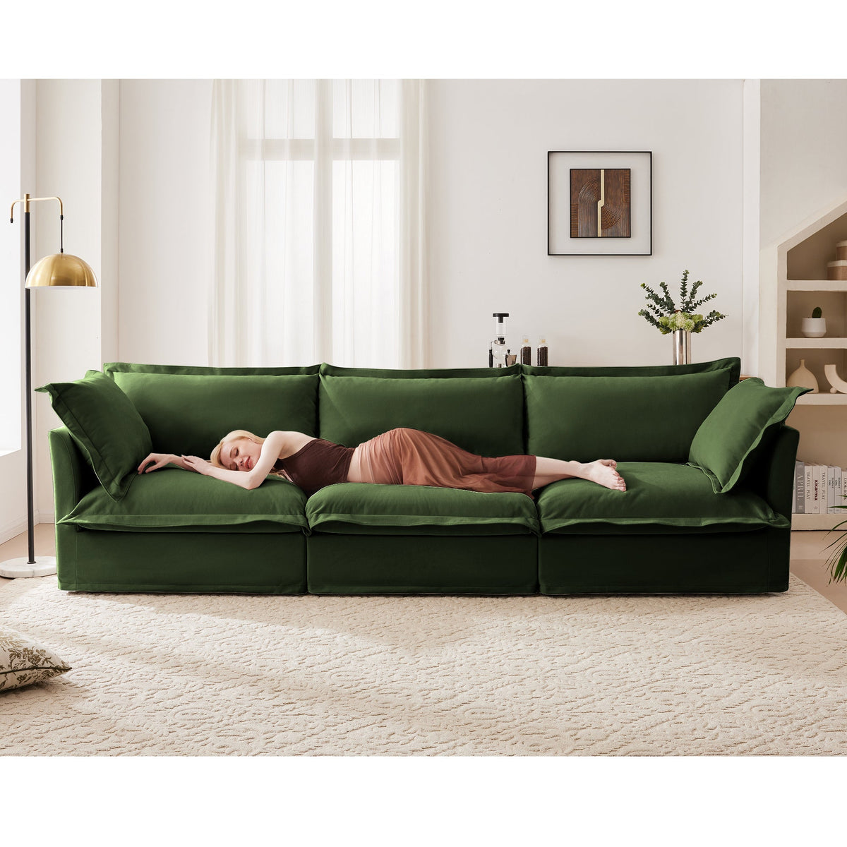 Lenna Slipcovered Sofa in Chenille Green