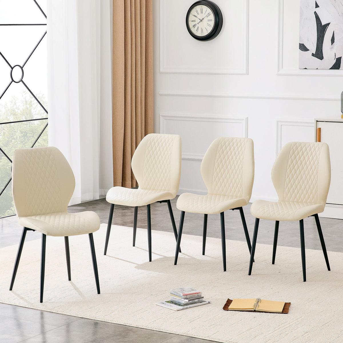 Cadell Dining Chairs in Off White PU Leather
