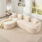 Boneless Modular Chenille Sectional Sofa – 99” Curved Chaise Compression Couch (White) in a cozy living room setting.