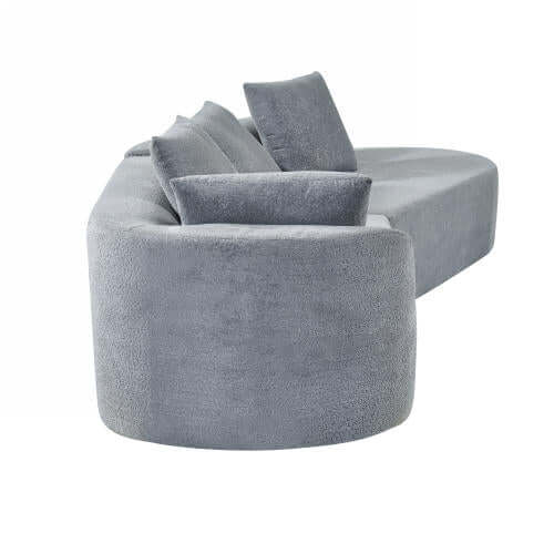 Modern Low Profile Modular Curved Foam Sofa 116' (4 Colors) in soft gray upholstery with plush cushions.