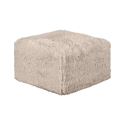 Pemberton Taupe Faux Fur Square Ottoman – 27" Modular High-Density Foam Ottoman
