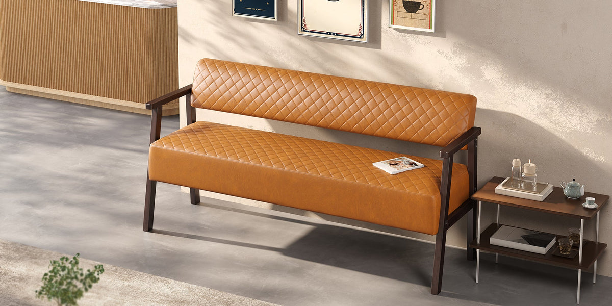 Belden Diamond-Quilted Faux Leather Bench