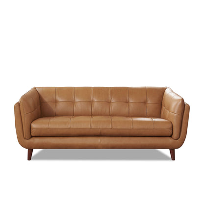Solana MCM Tufted Top-Grain Leather 3 Seater Sofa 84'