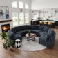 Harlan Curved Modular Sectional Sofa – Chenille, Solid Wood Frame, 4 Colors - Black (1)