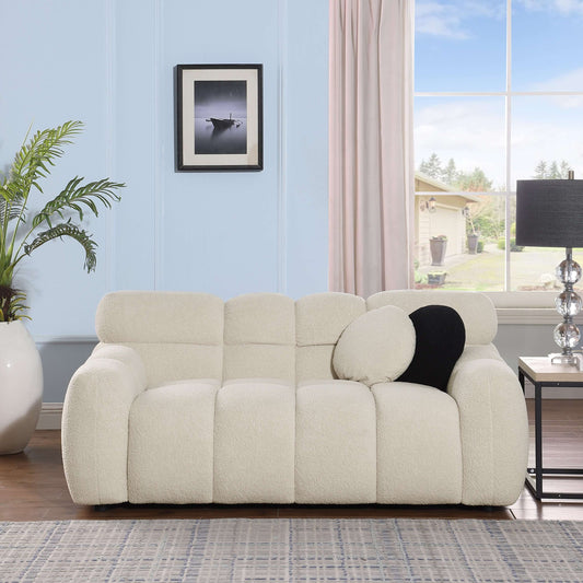 Modern Marshmallow Tufted Boucle Fabric Sofa (2 Sizes - 3 Colors)