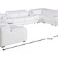 White Italian Leather Power Reclining U Shaped Twelve Piece Corner Sectional With Console dimensions illustration