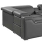 Dark Gray Italian Leather Power Reclining U Shaped Eight Piece Corner Sectional With Console corner view.