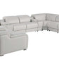 Light Gray Italian Leather Power Reclining U Shaped Ten Piece Corner Sectional With Console
