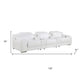 129" White Italian Leather Reclining USB Sofa dimensions with length 129", height 30", depth 41".