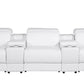 129" White Italian Leather Reclining USB Sofa showcasing its sleek design and luxurious white leather upholstery.