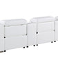 129" White Italian Leather Reclining USB Sofa in elegant white leather featuring a sleek design and modern appeal.