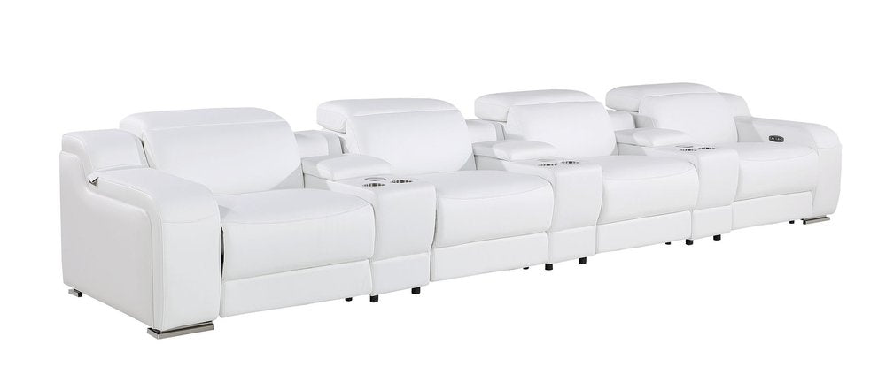 169" Italian Leather Power Reclining Sofa with USB Charging | Oversized Luxury Recliner