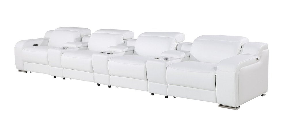 169" Italian Leather Power Reclining Sofa with USB Charging | Oversized Luxury Recliner