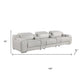 129" White Italian Leather Reclining USB Sofa with dimensions 30" height, 41" depth, and 129" width.