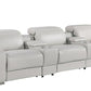 129" White Italian Leather Reclining USB Sofa - luxurious design with soft leather and built-in USB for comfort