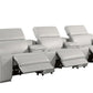 129" White Italian Leather Reclining USB Sofa showcasing a luxurious design with reclining features and premium leather.