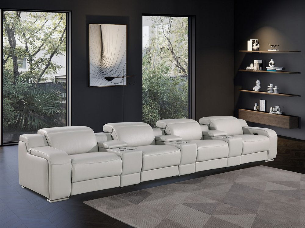 169" Italian Leather Power Reclining Sofa with USB Charging | Oversized Luxury Recliner