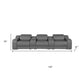 129" White Italian Leather Reclining USB Sofa dimensions showing 30" height, 41" depth, and 129" length.