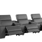 129" White Italian Leather Reclining USB Sofa in a luxurious design, featuring three reclining seats and elegant upholstery.
