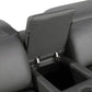 Detail of the storage compartment in the 129" White Italian Leather Reclining USB Sofa.