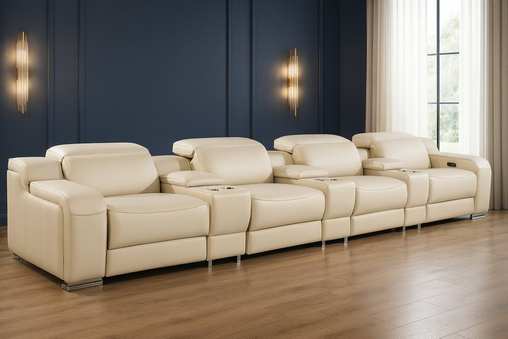 169" Italian Leather Power Reclining Sofa with USB Charging | Oversized Luxury Recliner