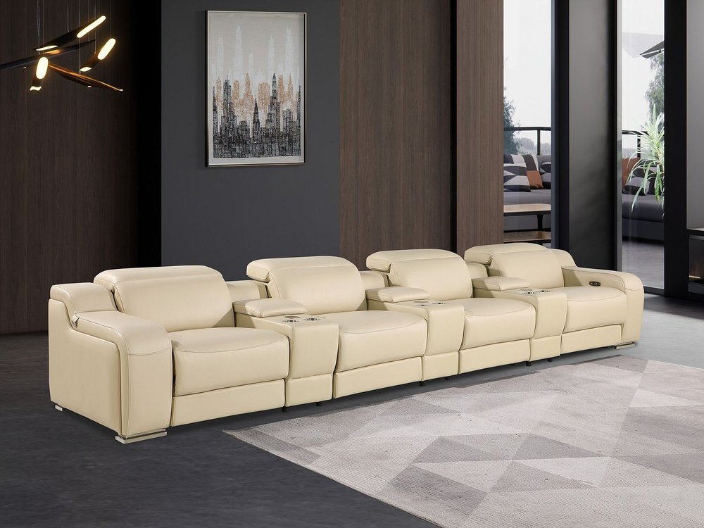 169" Italian Leather Power Reclining Sofa with USB Charging | Oversized Luxury Recliner