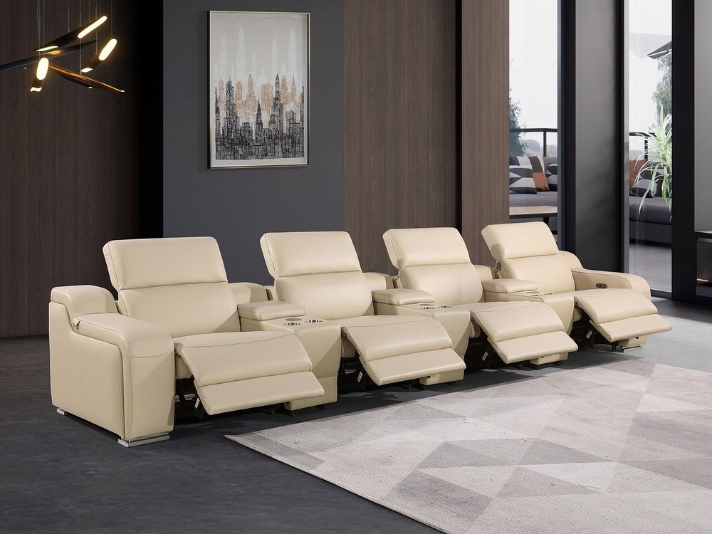 169" Italian Leather Power Reclining Sofa with USB Charging | Oversized Luxury Recliner