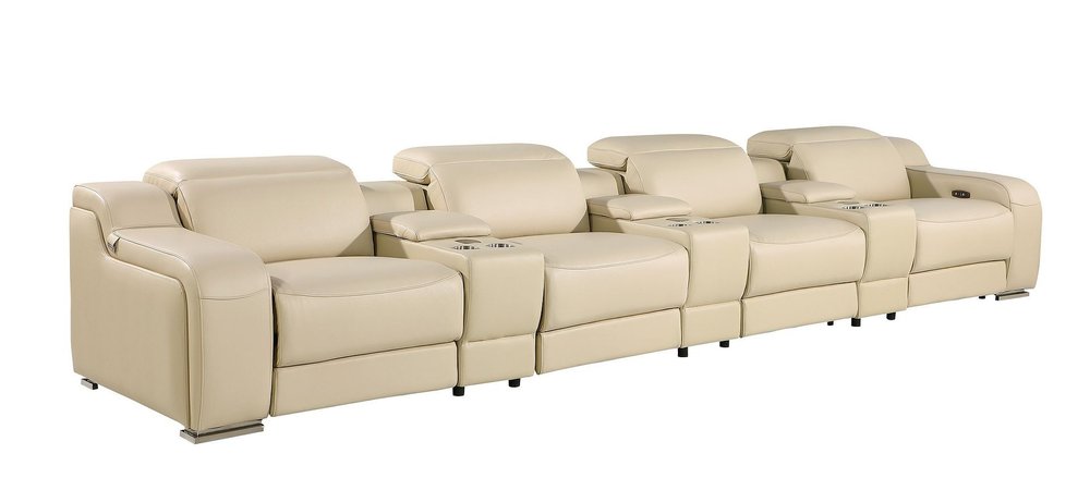 169" Italian Leather Power Reclining Sofa with USB Charging | Oversized Luxury Recliner