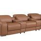129" White Italian Leather Reclining USB Sofa in a modern living room setting with stylish design and USB charging.