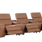 129" White Italian Leather Reclining USB Sofa in luxurious brown leather with reclining features.