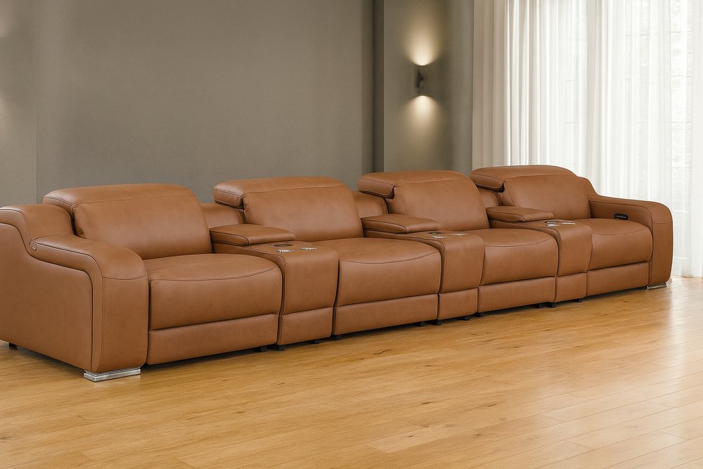169" Italian Leather Power Reclining Sofa with USB Charging | Oversized Luxury Recliner