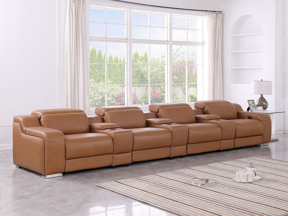 169" Italian Leather Power Reclining Sofa with USB Charging | Oversized Luxury Recliner
