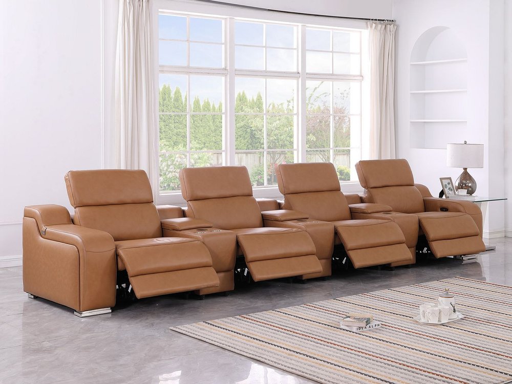 169" Italian Leather Power Reclining Sofa with USB Charging | Oversized Luxury Recliner