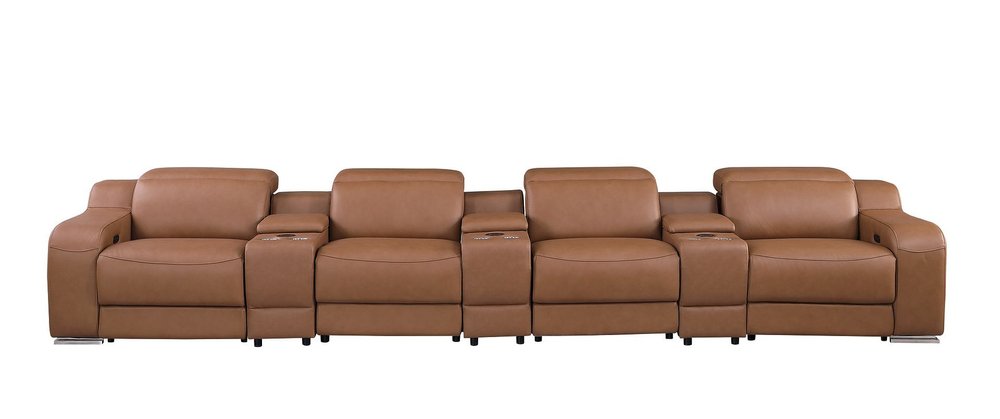 169" Italian Leather Power Reclining Sofa with USB Charging | Oversized Luxury Recliner