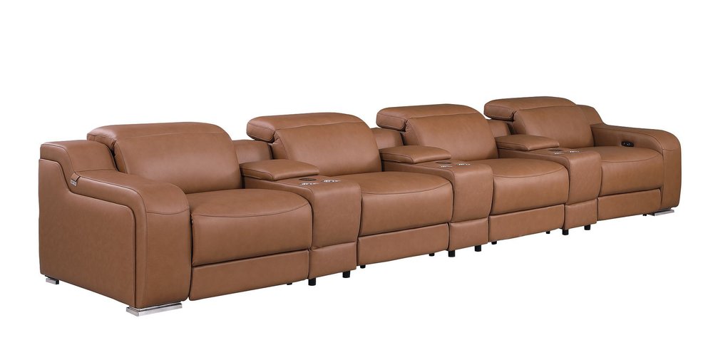 169" Italian Leather Power Reclining Sofa with USB Charging | Oversized Luxury Recliner