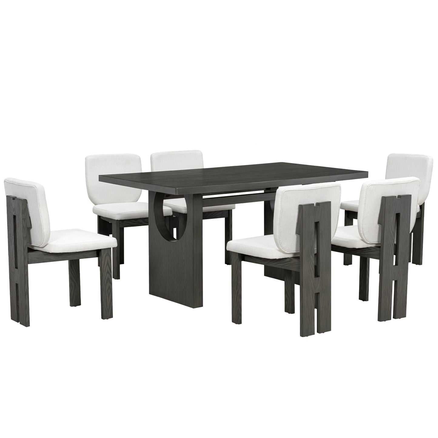 Ashby 7-Piece Dining Set – 59" Double-Pedestal Table & 6 Upholstered Chairs