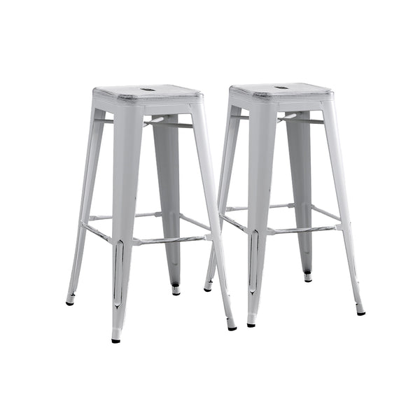 Axton Distressed White Metal Bar Stool – 30