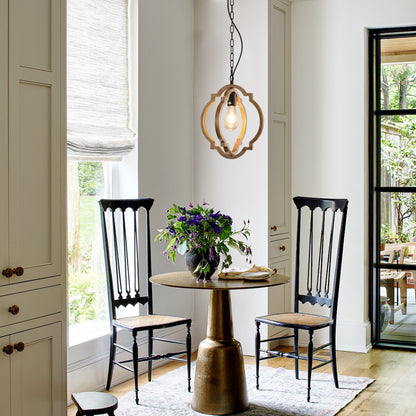 Crosby Black & Brown Wood and Iron Pendant Light – 11.8" Farmhouse Single-Light Pendant