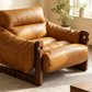 Caramel oil-waxed leather lounge chair