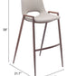 Desi Barstool (Set of 2) in Beige & Walnut