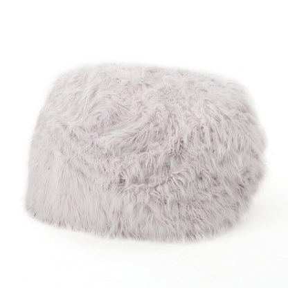 Mahin Rounded Faux Fur Bean Bag – 5' Lavender Lounge Bean Bag