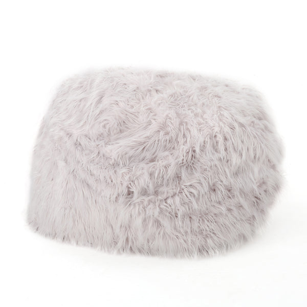 Mahin Rounded Faux Fur Bean Bag – 5' Lavender Lounge Bean Bag