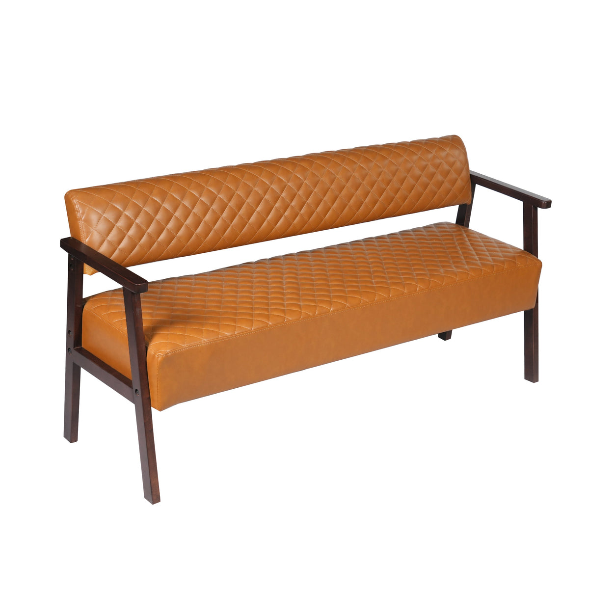 Belden Diamond-Quilted Faux Leather Bench