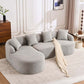 Boneless Modular Chenille Sectional Sofa – 99” Curved Chaise Compression Couch (White) in soft gray fabric with pillows.