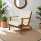 Connor Solid Wood Linen Armchair – Mid-Century Modern Lounge Chair (4 Colors) in a stylish living room setting.